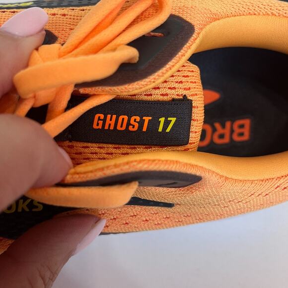 Brooks Ghost 17 Mens Running Sneakers Size 11.5D Orange Walking Trail Athletic - Picture 10 of 11